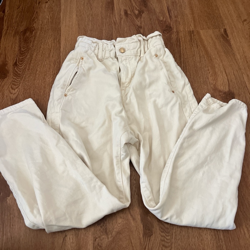 Zara Beige Elastic Waist Pants